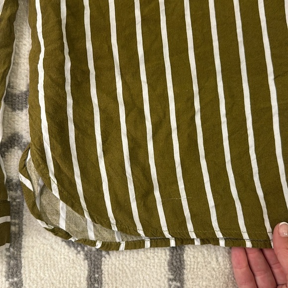 Forever 21 Striped Button-Up Long Sleeve Shirt Sz S - Green/White - Picture 5 of 7